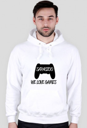Bluza z kapturem WE LOVE GAMES [biało-czarna]