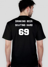 T-shirt SC Drinking Beer Skating Hard Black