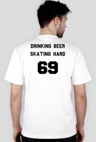 T-shirt SC Drinking Beer Skating Hard White