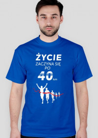 KOSZULKA t-shirt męski DLA BIEGACZY "ŻYCIE ZACZYNA SIĘ PO 40km" maraton