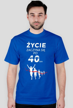 KOSZULKA t-shirt męski DLA BIEGACZY "ŻYCIE ZACZYNA SIĘ PO 40km" maraton