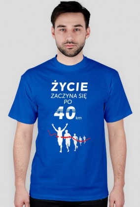 KOSZULKA t-shirt męski DLA BIEGACZY "ŻYCIE ZACZYNA SIĘ PO 40km" maraton