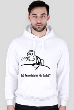 Już poniedziałek?! Bluza Męska Biała Z Kapturem