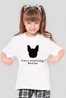 T-shirt dla dziewczynki Starszy Brat buldożkowy
