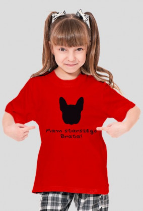 T-shirt dla dziewczynki Starszy Brat buldożkowy