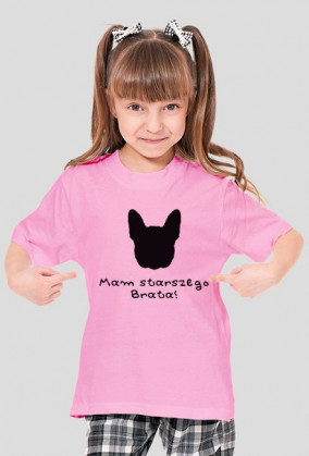 T-shirt dla dziewczynki Starszy Brat buldożkowy