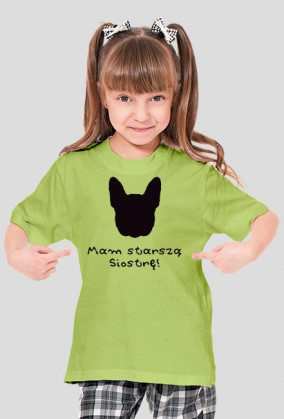 T-shirt dla dziewczynki Starsza Siostra buldożkowa