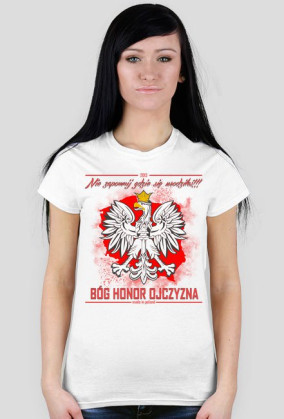 Koszulka damska biała 2 - BÓG HONOR OJCZYZNA