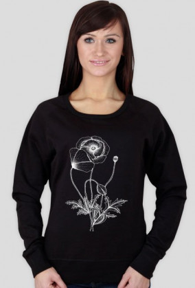 Kwiat maku - bluza czarna