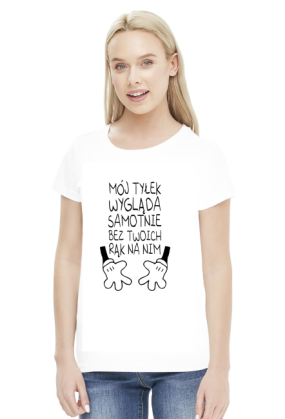 Mój tyłek wygląda samotnie v2 (bluzka damska) ciemna grafika