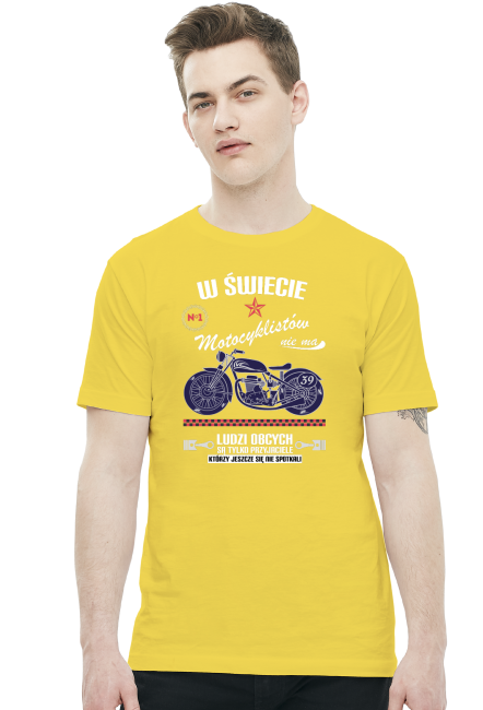 W świecie motocyklistów nie ma ludzi obcych - Męska koszulka motocyklowa