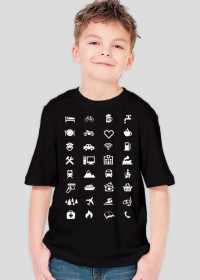 Koszulka małego podróżnika z 34 ikonami do podróży