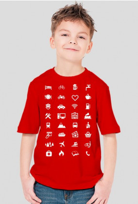 Koszulka małego podróżnika z 34 ikonami do podróży