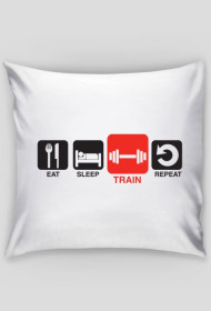 Poduszka - Eat Sleep Train Reapeat - v1 - black/red