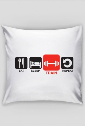 Poduszka - Eat Sleep Train Reapeat - v1 - black/red