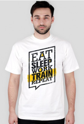 Koszulka Eat Sleep Work Train Repeat - Black/Yellow