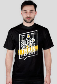 Koszulka Eat Sleep Work Train Repeat - White/Yellow