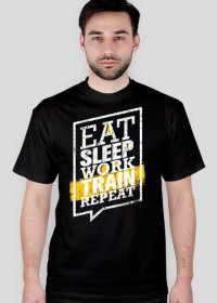 Koszulka Eat Sleep Work Train Repeat - White/Yellow