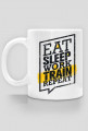 Kubek Eat Sleep Work Train Repeat - Black/Yellow