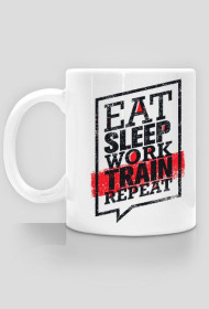 Kubek Eat Sleep Work Train Repeat - Black/Red