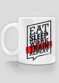 Kubek Eat Sleep Work Train Repeat - Black/Red