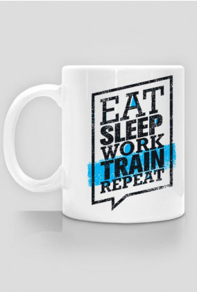 Kubek Eat Sleep Work Train Repeat - Black/Blue