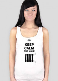 Koszulka Keep Calm and Make Kaloryfer Damska Biała na ramiączkach