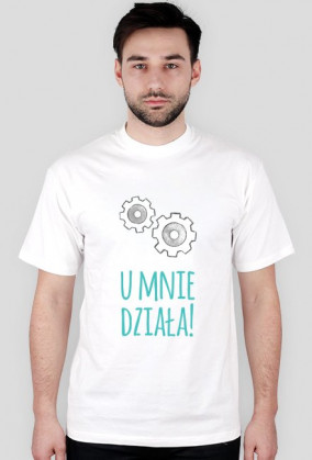 U mnie działa! - geek - t-shirt męski