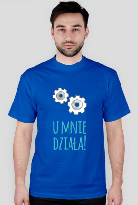 U mnie działa! - geek - t-shirt męski