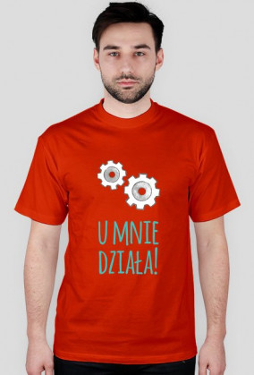 U mnie działa! - geek - t-shirt męski