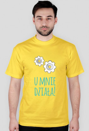 U mnie działa! - geek - t-shirt męski