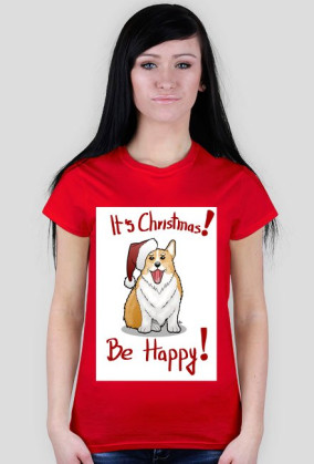Christmas Corgi koszulka damska