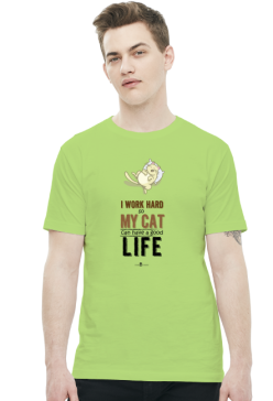 Koszulka męska - I WORK HARD SO MY CAT CAN HAVE A GOOD LIFE