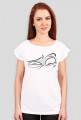 T-shirt damski z dekoltem w łódkę nadruk oczu
