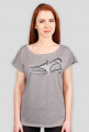 T-shirt damski z dekoltem w łódkę nadruk oczu