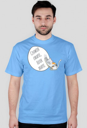 Człowiek chrapie, Kotek drapie – t-shirt męski