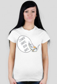 Człowiek chrapie, Kotek drapie – t-shirt damski