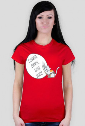 Człowiek chrapie, Kotek drapie – t-shirt damski