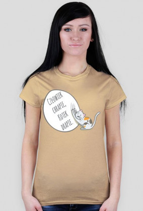 Człowiek chrapie, Kotek drapie – t-shirt damski