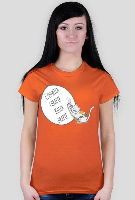 Człowiek chrapie, Kotek drapie – t-shirt damski