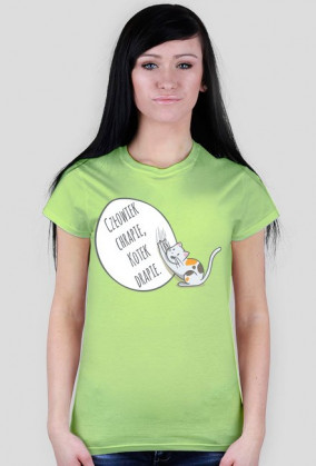 Człowiek chrapie, Kotek drapie – t-shirt damski