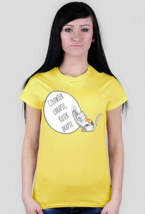Człowiek chrapie, Kotek drapie – t-shirt damski