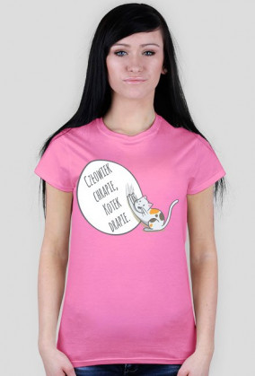 Człowiek chrapie, Kotek drapie – t-shirt damski