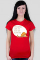 Człowiek pada, ledwo żyje, Kotek sobie brzuszek myje – t-shirt damski