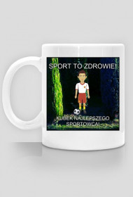 Kubek z nadrukiem motywacyjnym: "Sport to zdrowie. Kubek najlepszego sportowca".
