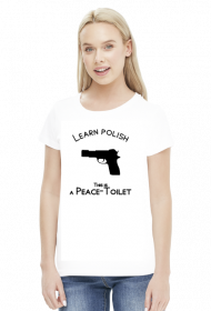 Learn Polish - Pistolet (bluzka damska) ciemna grafika
