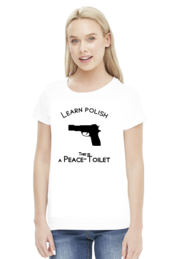 Learn Polish - Pistolet (bluzka damska) ciemna grafika
