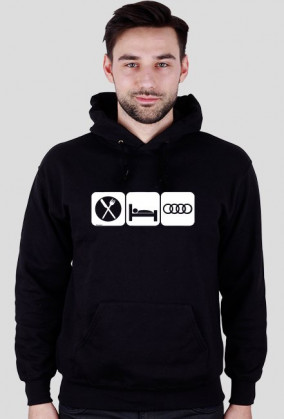 Bluza z kaputrem "EAT SLEEP AUDI" kolory - przód