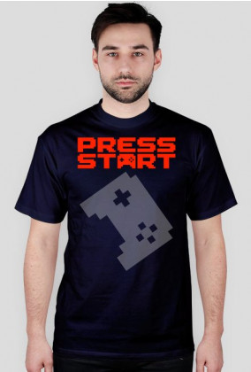 PRESS START LOGO orange - dark blue t-shirt