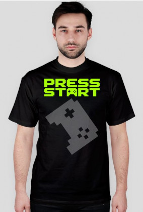PRESS START LOGO green - black t-shirt